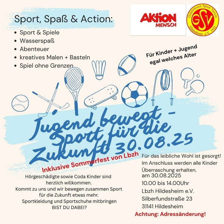 Das Bild zeigt eine Einladung zum Sportfest des GSV Hildesheim auf dem Gelände des LBZH Hildesheim