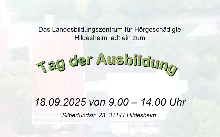 Tag der Ausbildung - wann: 18.09.2025 von 9.00 – 14.00 Uhr - wo: Silberfundstr. 23, 31141 Hildesheim