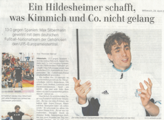 HAZ-Artikel - 13:3 gegen Spanien - wovon Joshua Kimmich, Jamal Musiala und Co. nur träumen können, hat ein Hildesheimer Fußballer geschafft. Max Silbermann ist mit dem deutschen U15-Nationalteam Europameister im Gehörlosen-Futsal (Hallenfußball) gew